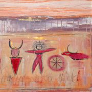 AnaBiber, Gracias a la Vida, Öl-Sand-Acryl auf Leinwand, 120 x 120 cm, 2008
