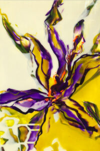 Blüte violett, Acryl auf Glas