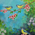 Vögel im Blütenbaum