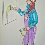 Künstlerin mit rotem Zopf