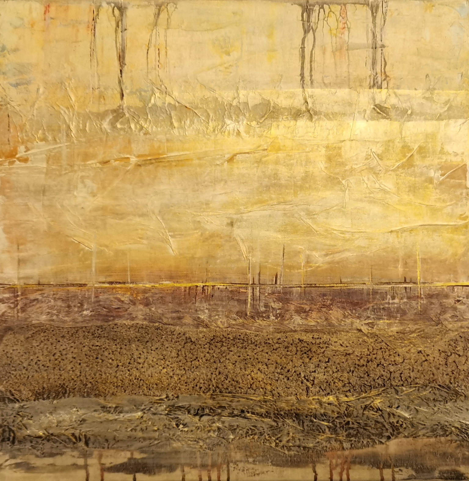 Horinzont-I-Acryl-Papier-Kaffee-auf-Leinwand-50x50-cm-2020